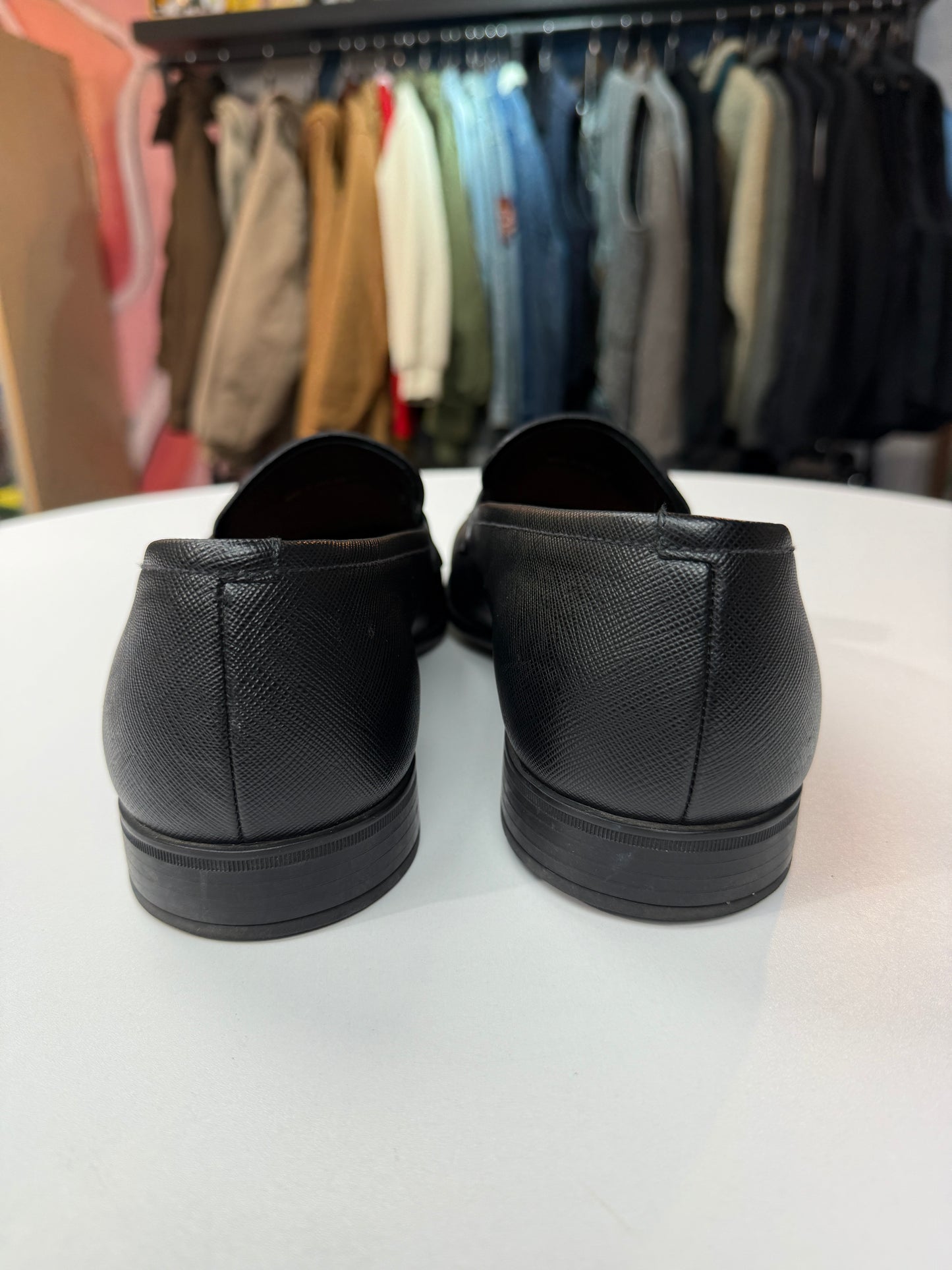 Preowned Prada Triangle Logo Saffiano Leather Loafer