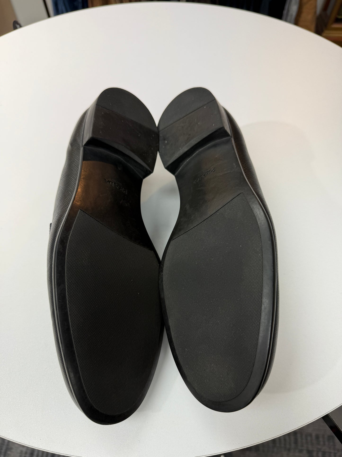 Preowned Prada Triangle Logo Saffiano Leather Loafer