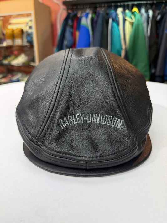 Vintage Harley Davidson Leather Newsboy Cap