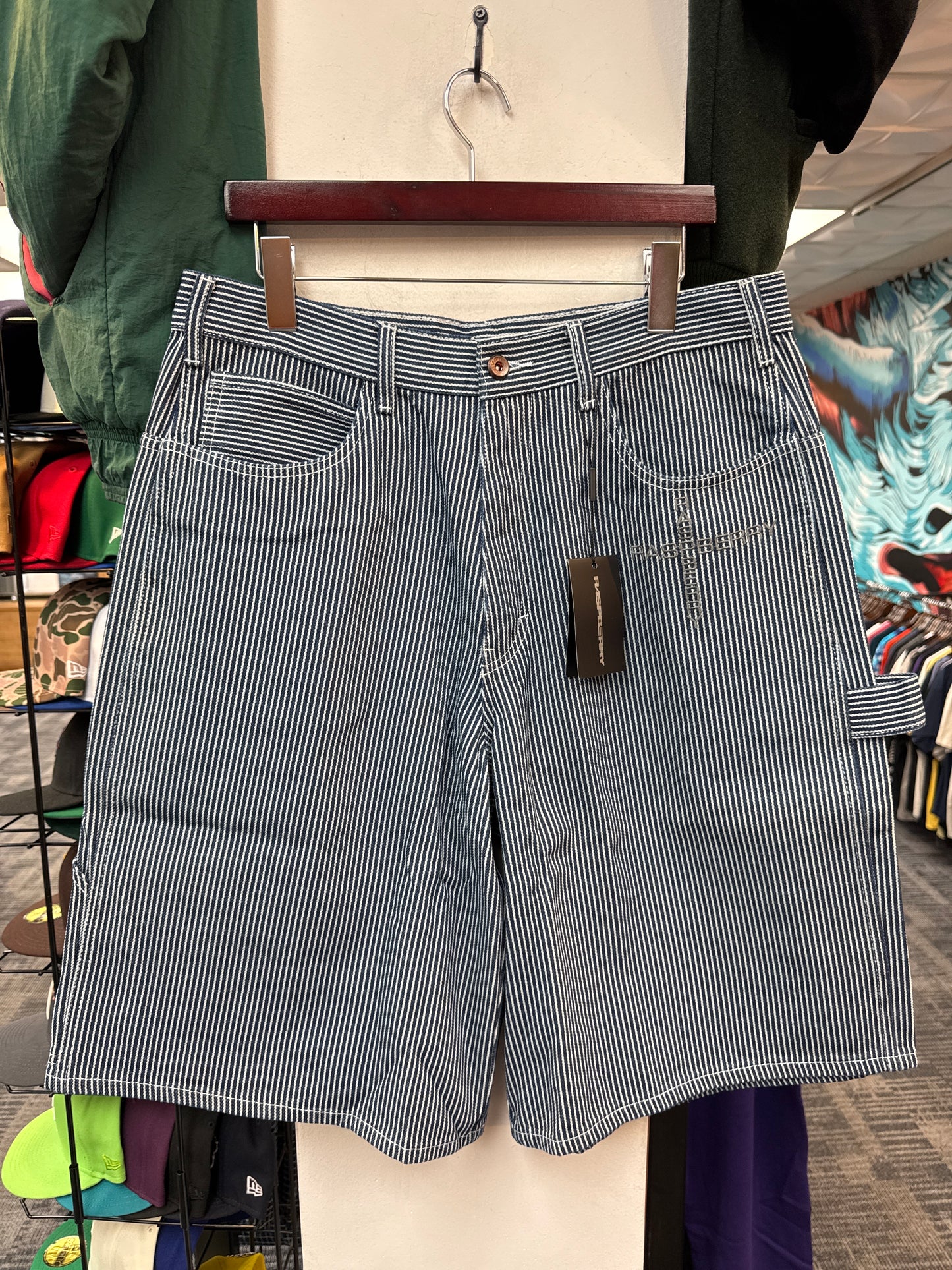 New GV Raspberry Hills Pinstripe Denim Shorts