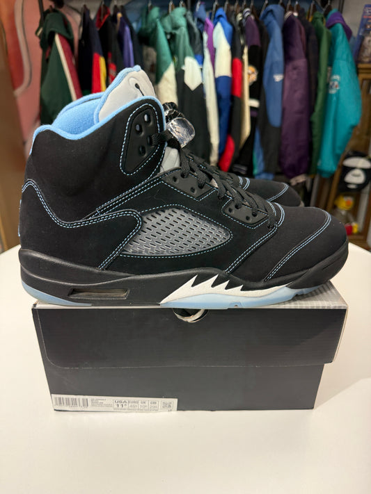 Preowned Black University Blue Jordan 5