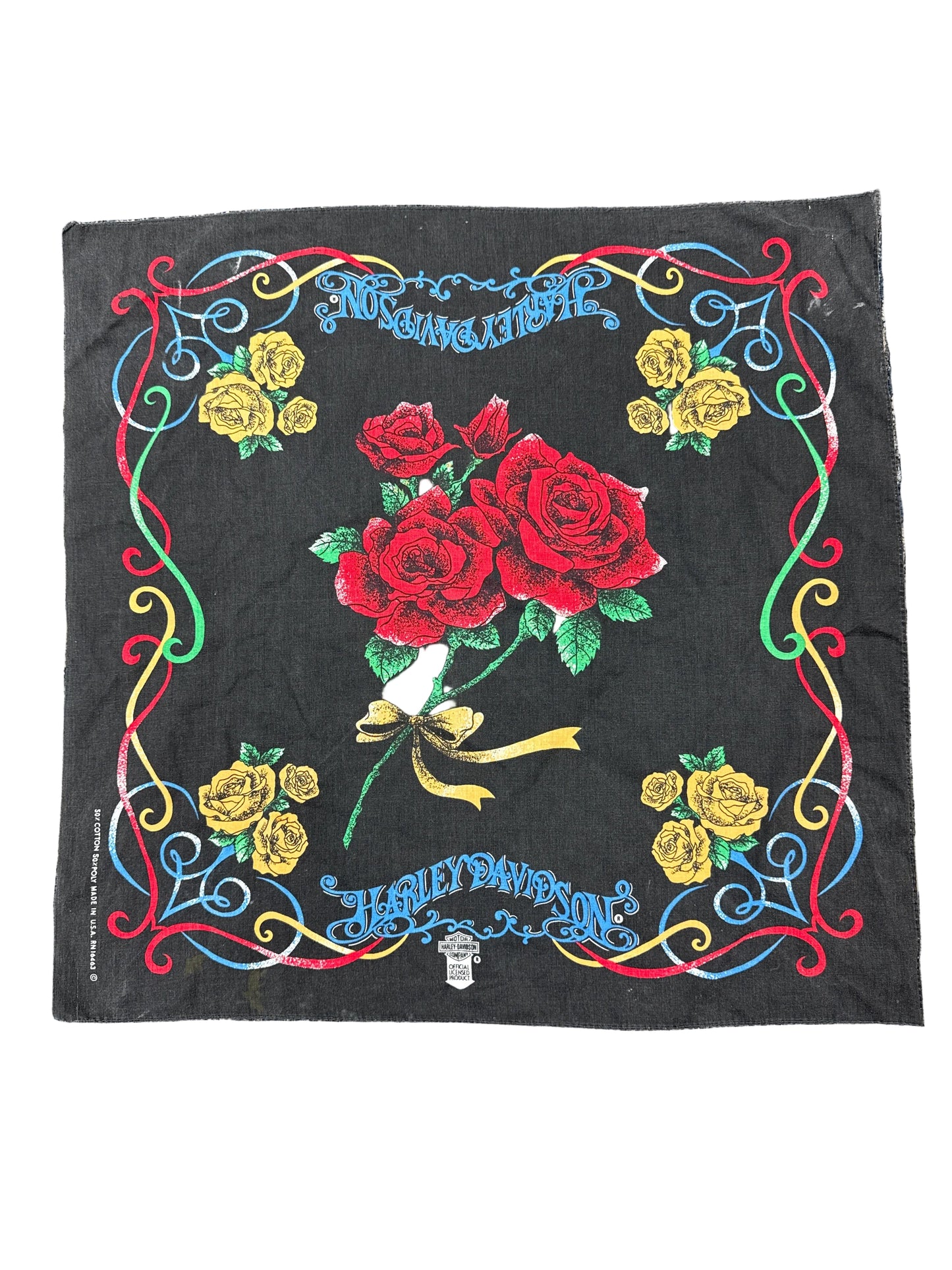 Vintage Harley Davidson Rose Bandana
