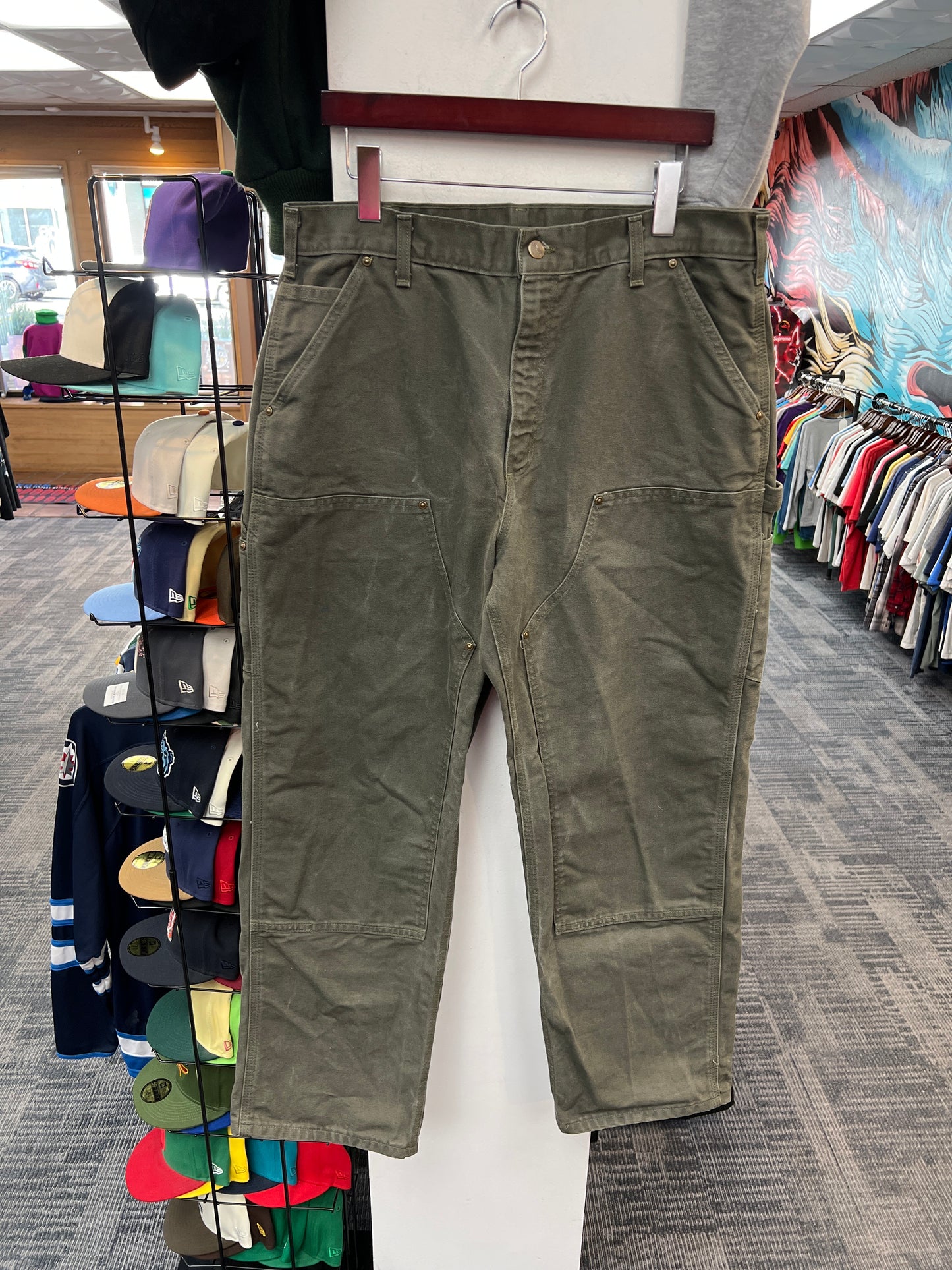 Carhartt Double Knee Green Canvas Pants