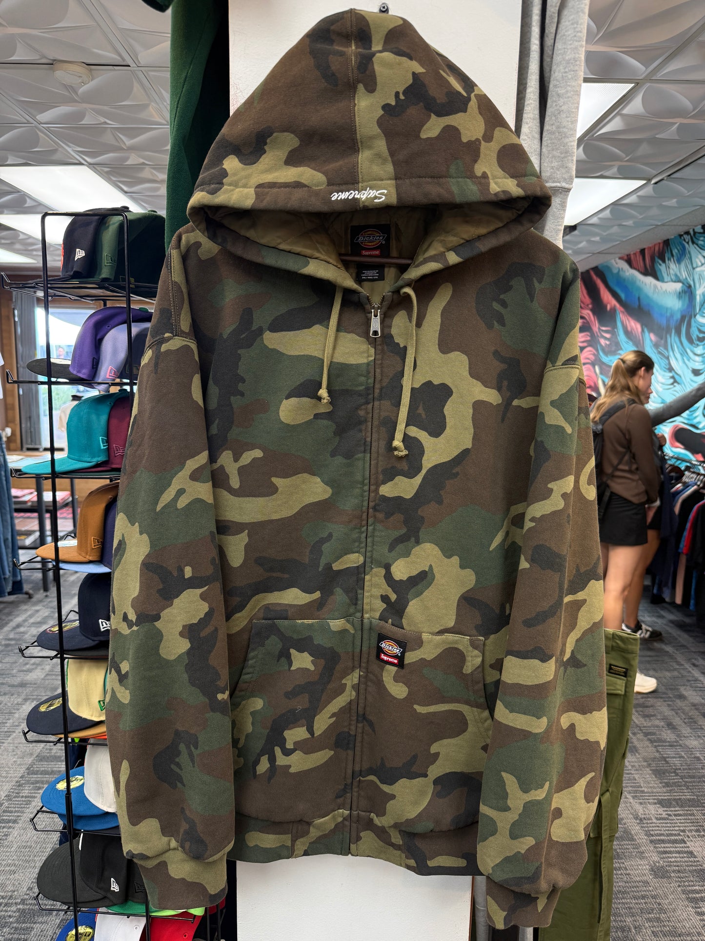 Supreme X Dickies Quilted Camo Zip Up Hoodie