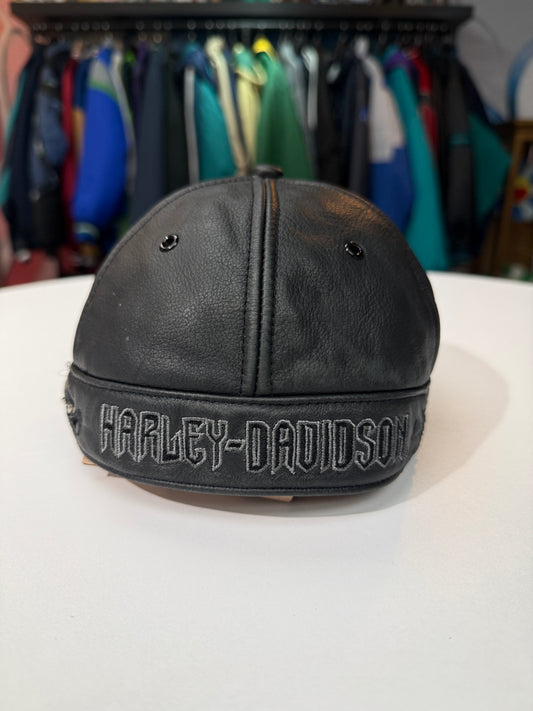 Vintage Harley Davidson Leather Skull Cap