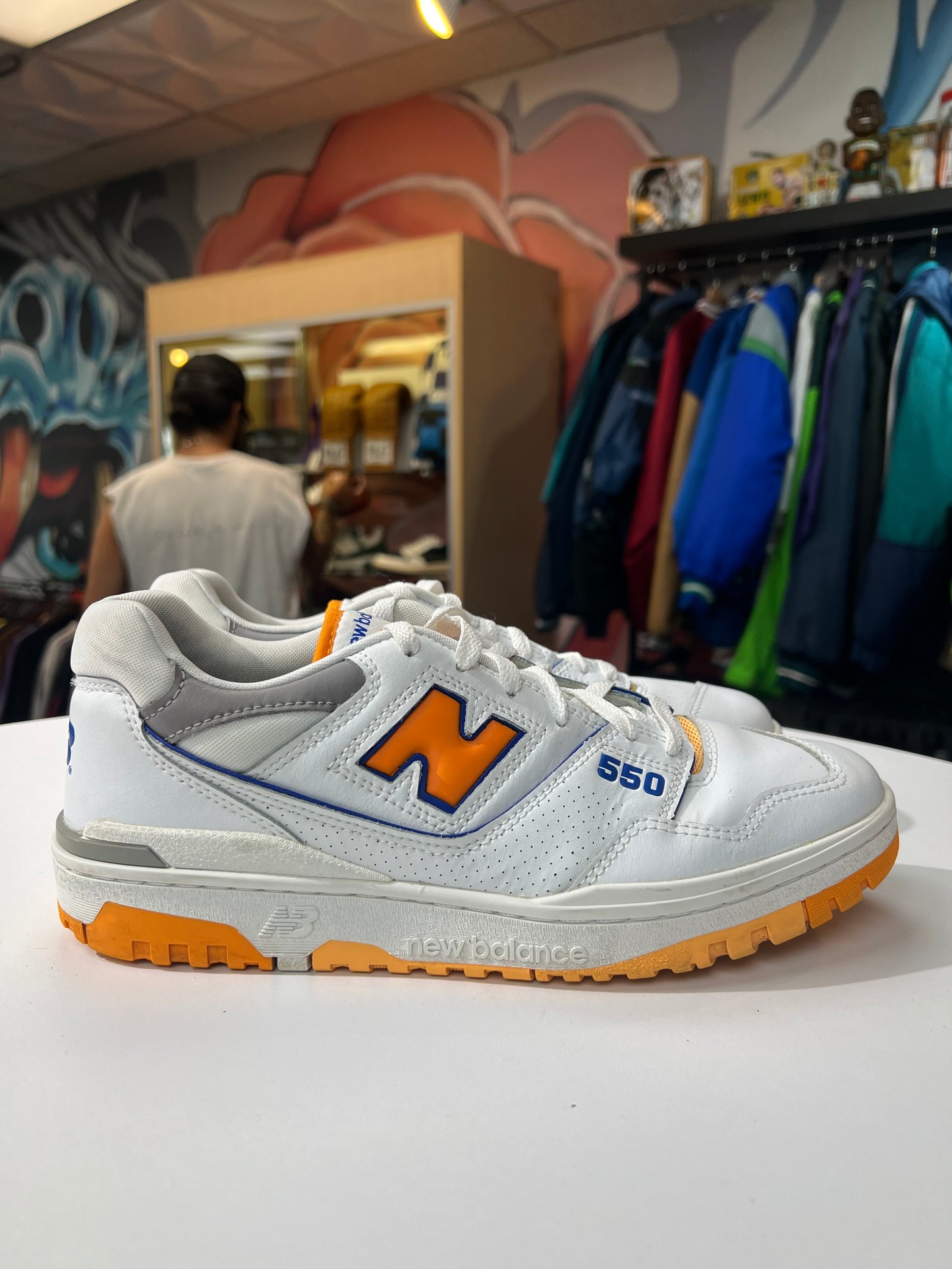 Preowned New Balance 550 White Vibrant Orange