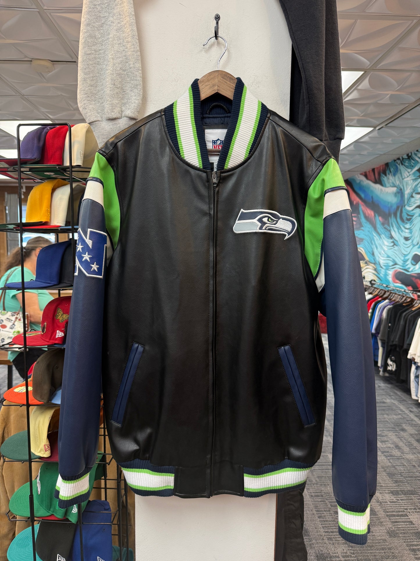 Seahawks Faux Leather Jacket