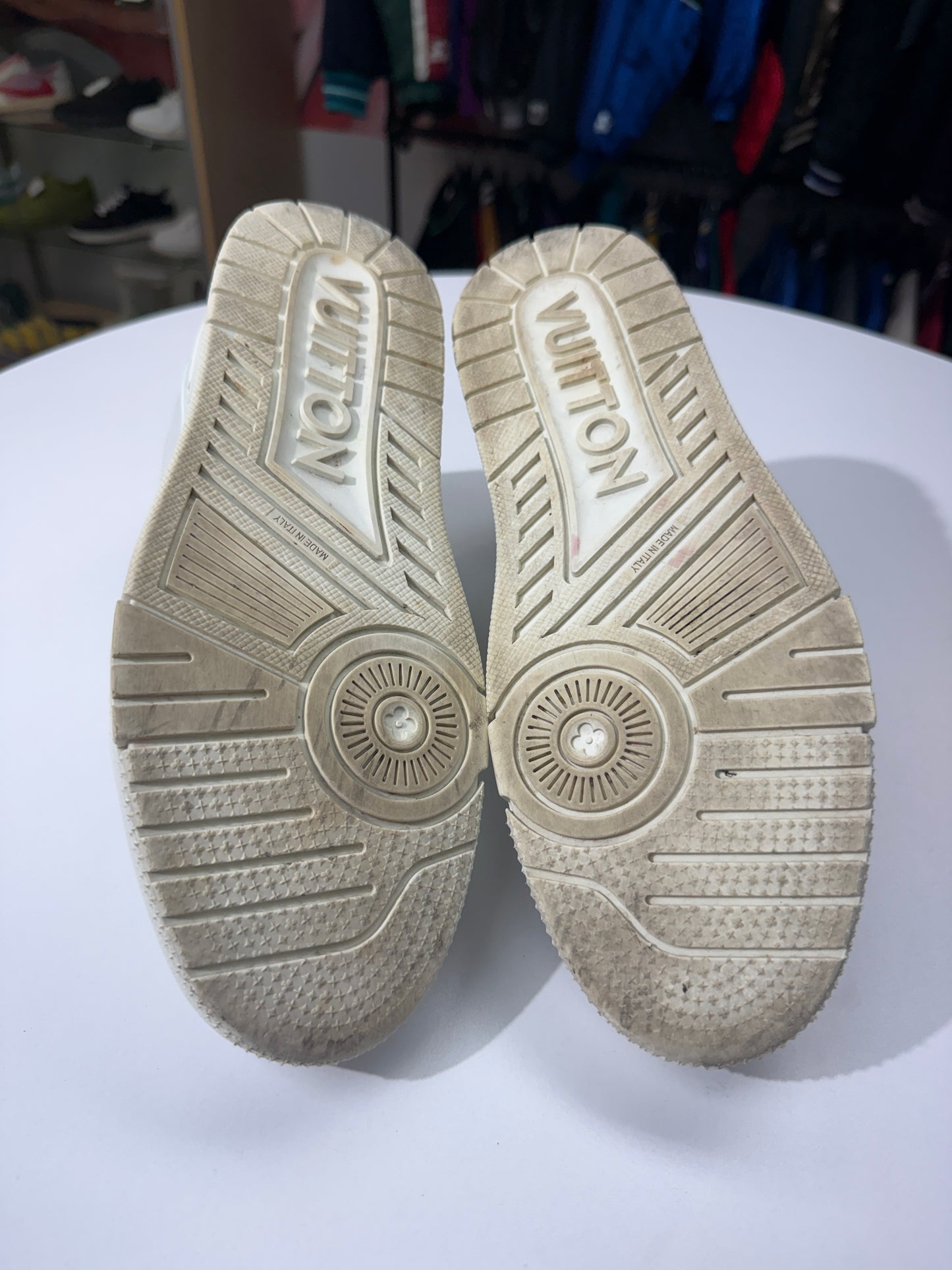 Preowned White Louis Vuitton LV Trainers