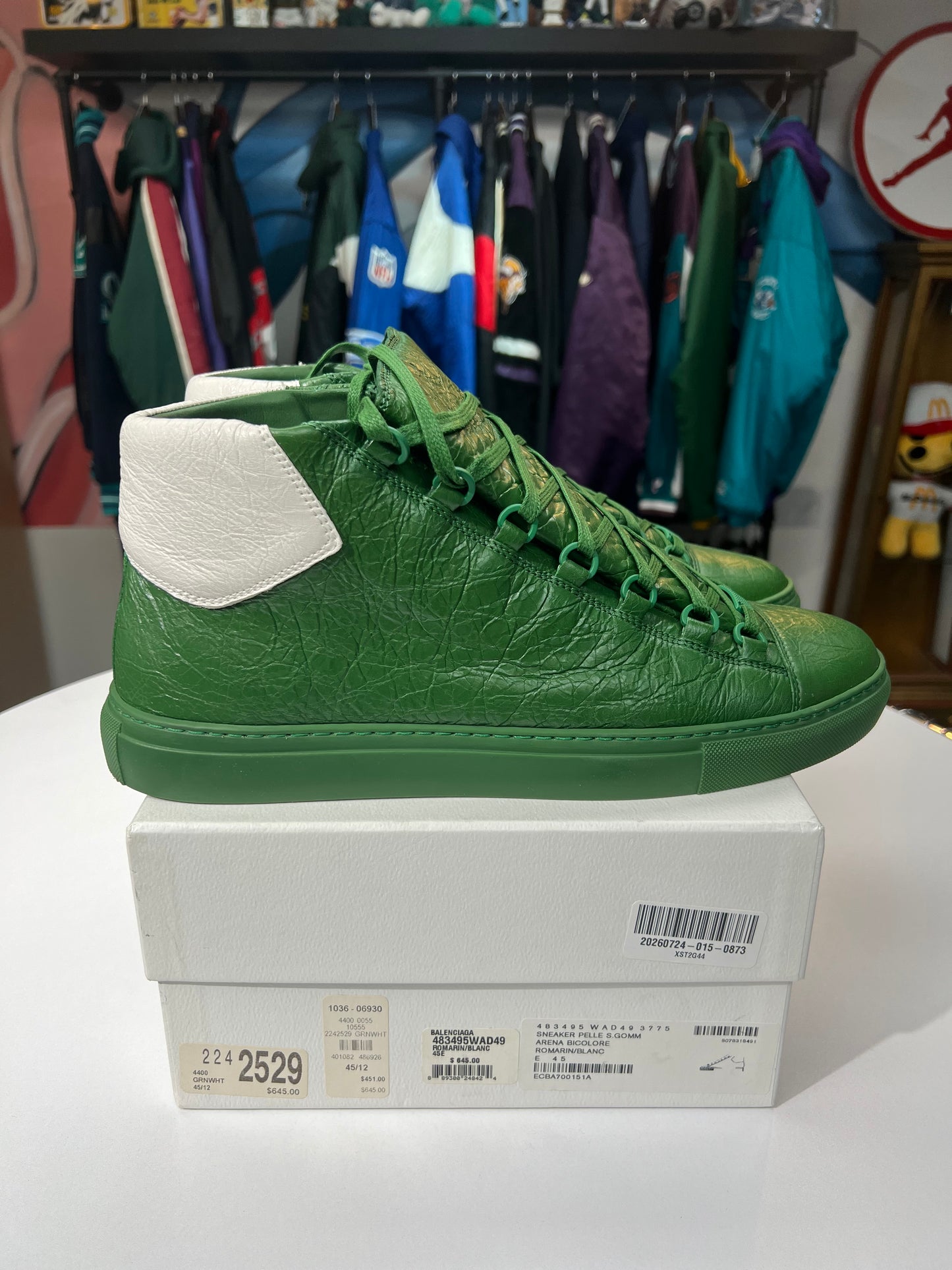 Preowned Balenciaga Arena Green Leather Sneakers
