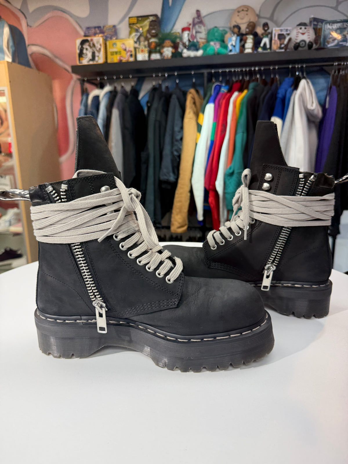 Preowned Rick Owens X Dr. Martens Steel Toe Boots