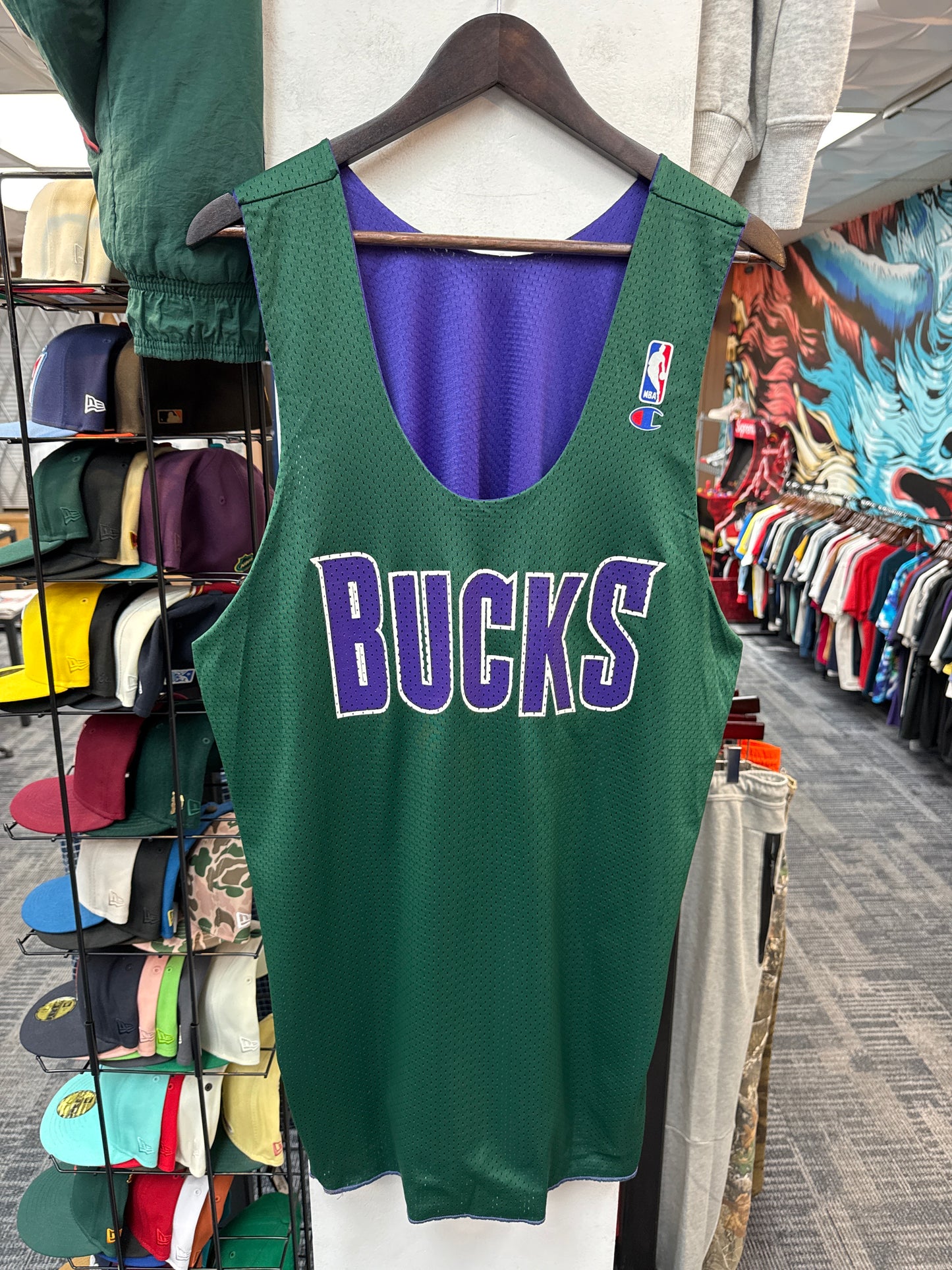 Vintage Champion Milwaukee Bucks Player Practice Reversible Jersey