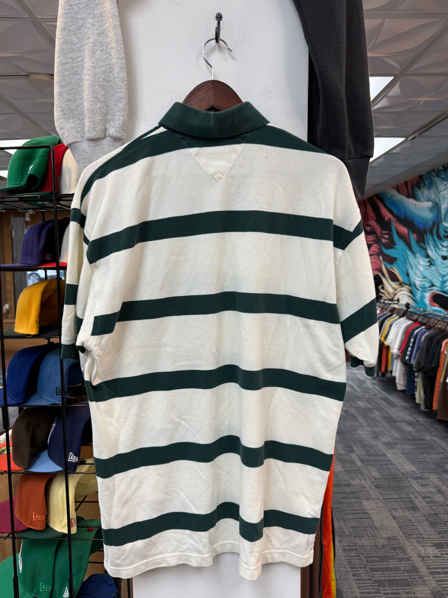 Tommy Hilfiger White Green Stripe Polo