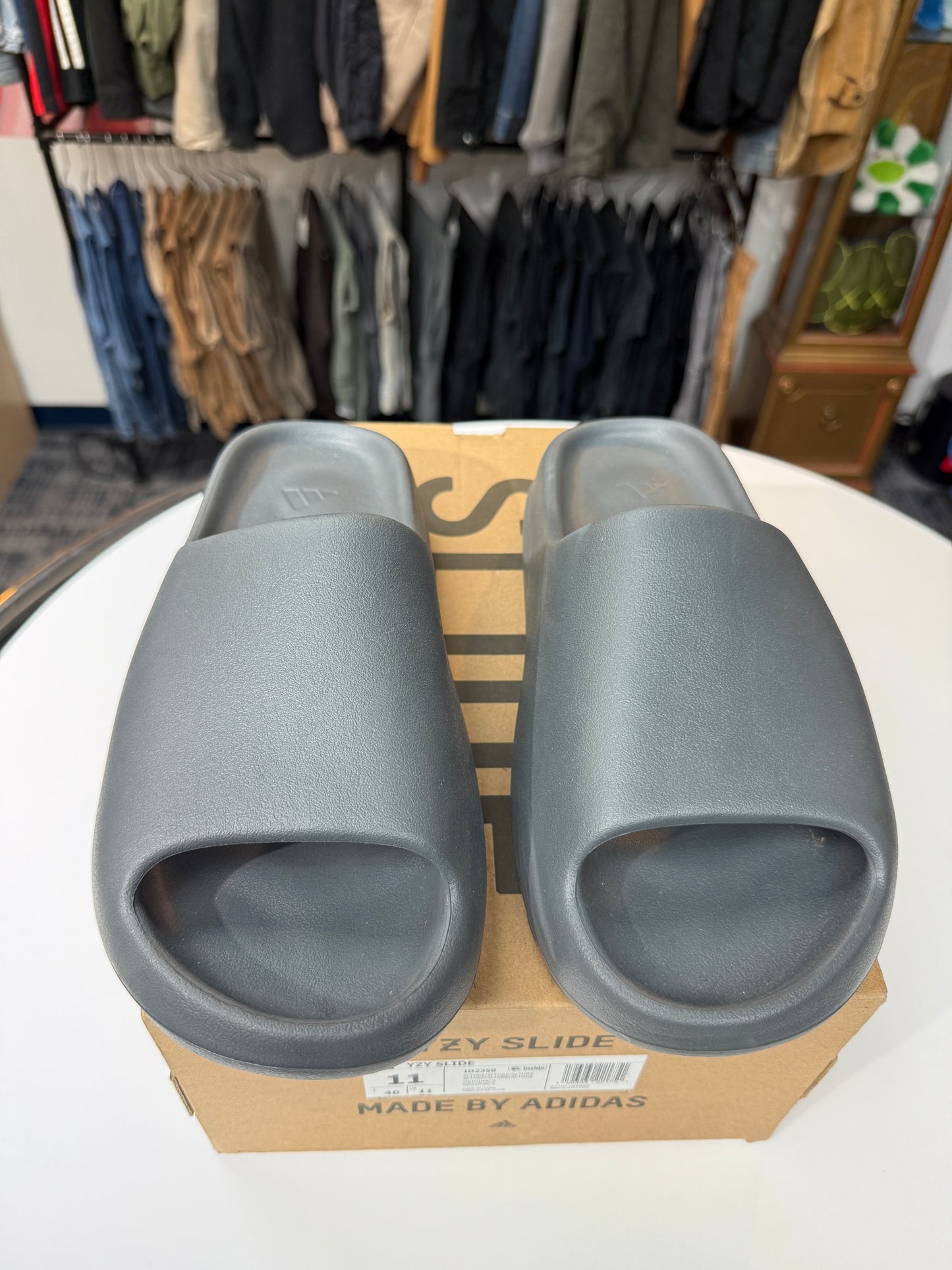Preowned Slate Grey Adidas Yeezy Slides