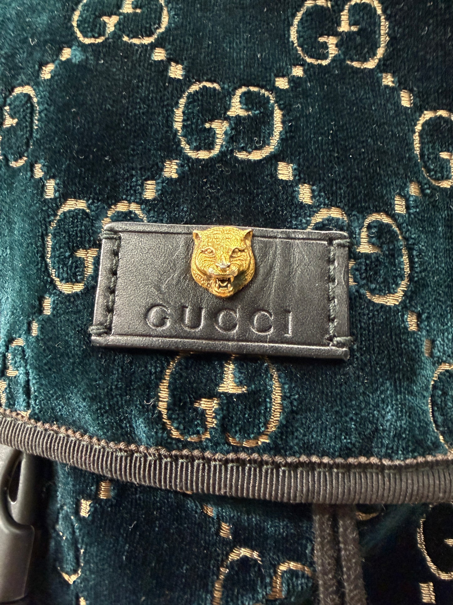Gucci GG Velvet Medium Blue Backpack