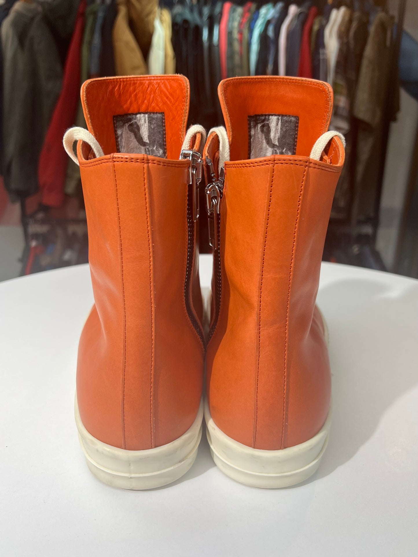 Preowned Rick Owens Fogachine Hi-Top ‘Orange’