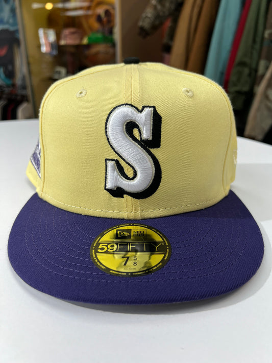 Mariners Yellow/Purple Side Patch Fitted Cap