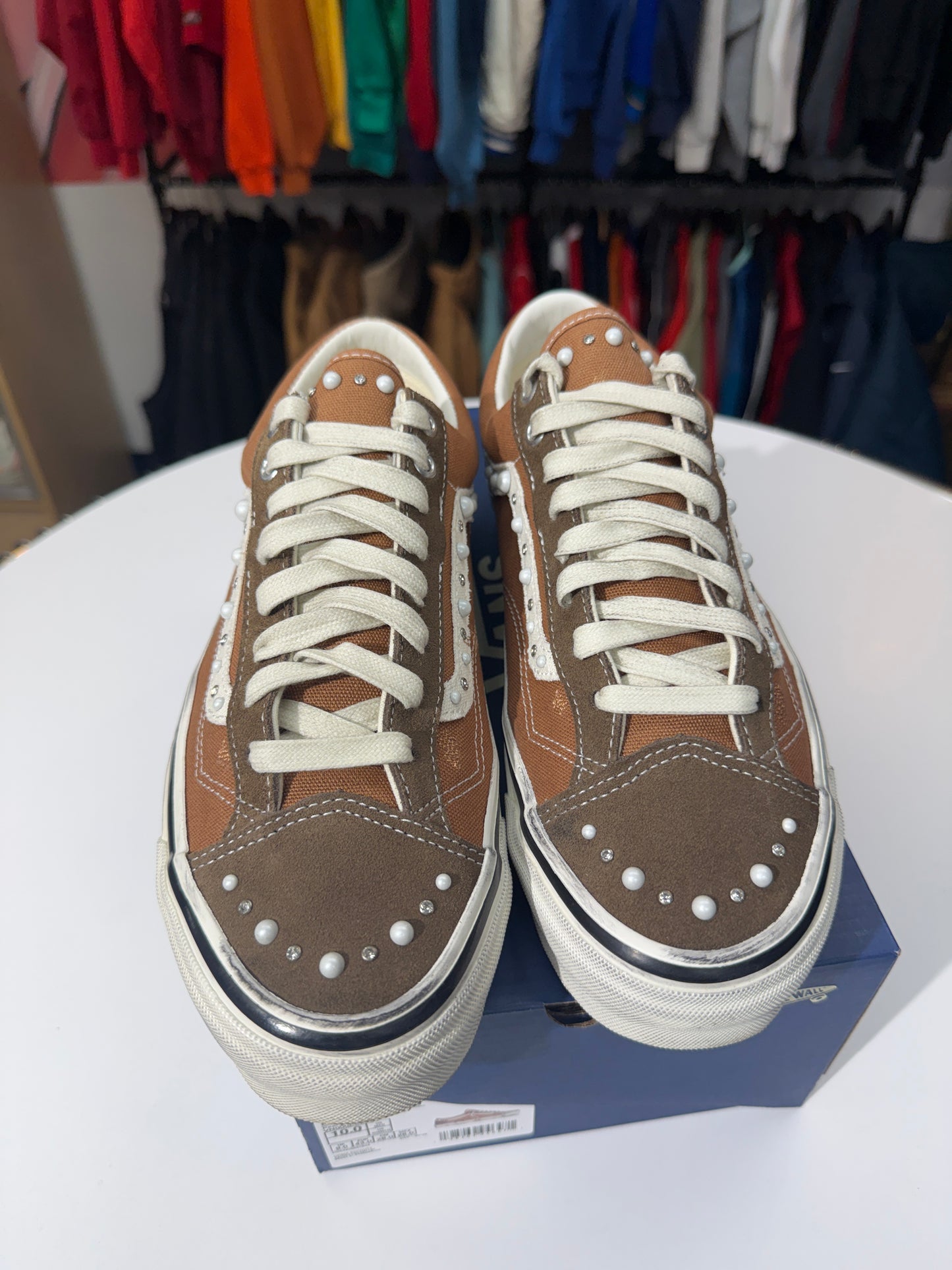 Preowned Cocoa Brown Pearlized Vans LX Old School 36