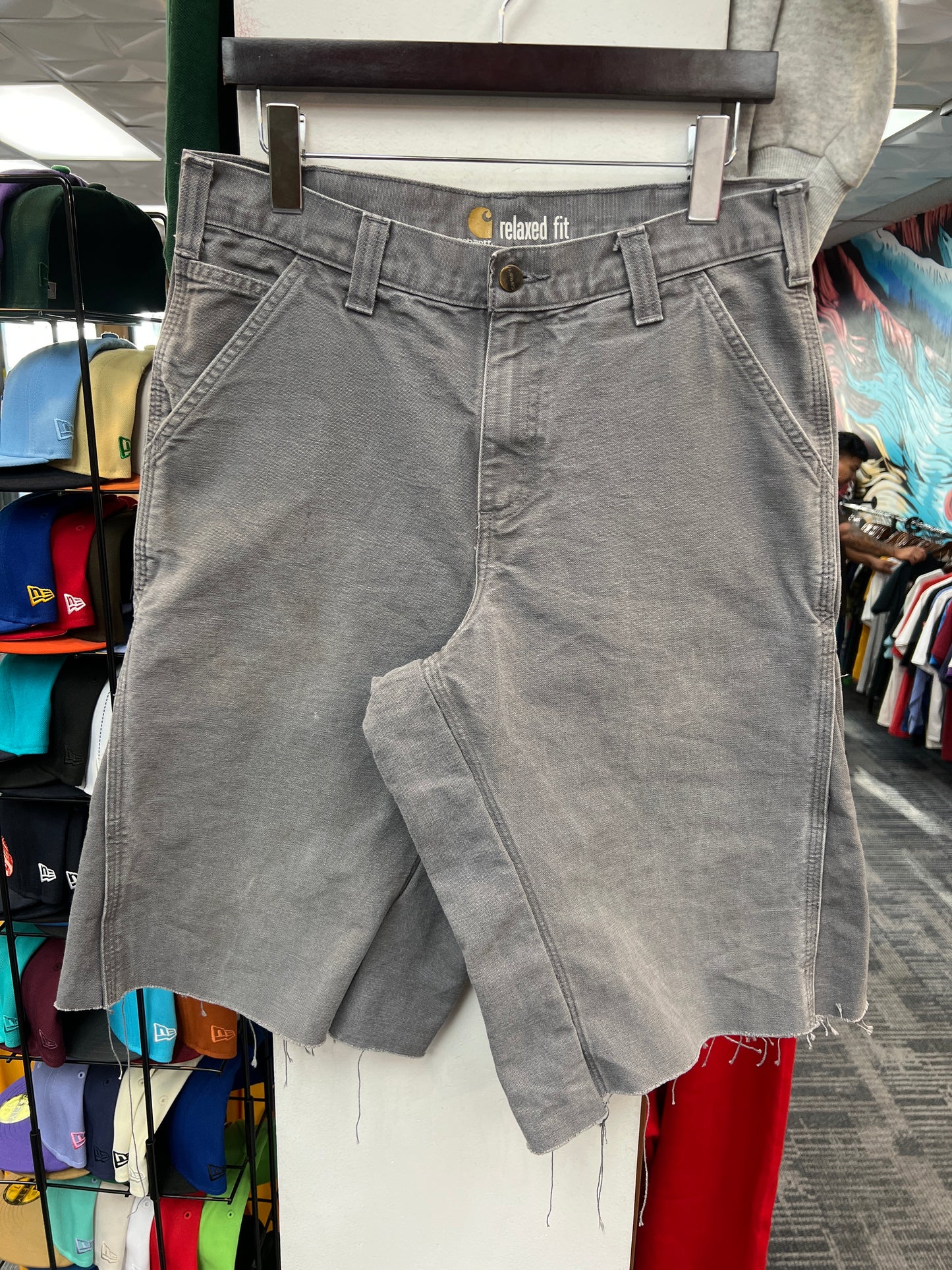 Custom Carhartt Flared Grey Cut Carpenter Shorts