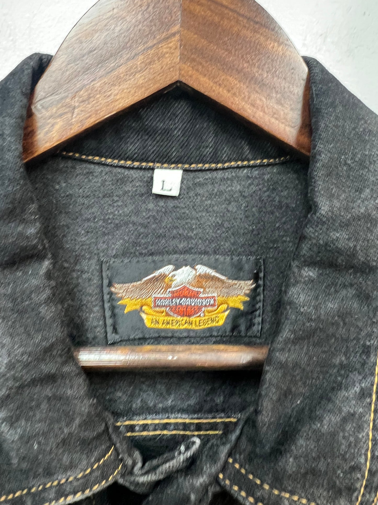 Vintage Harley Davidson Black Denim Jacket