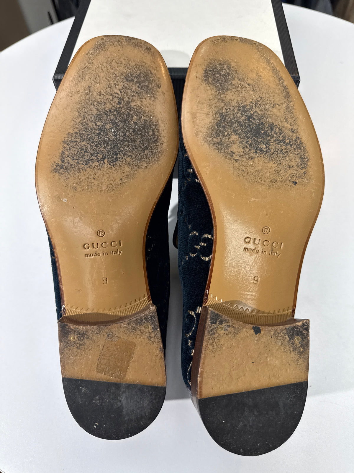 Preowned Gucci GG Horsebit Accent Velvet Loafer