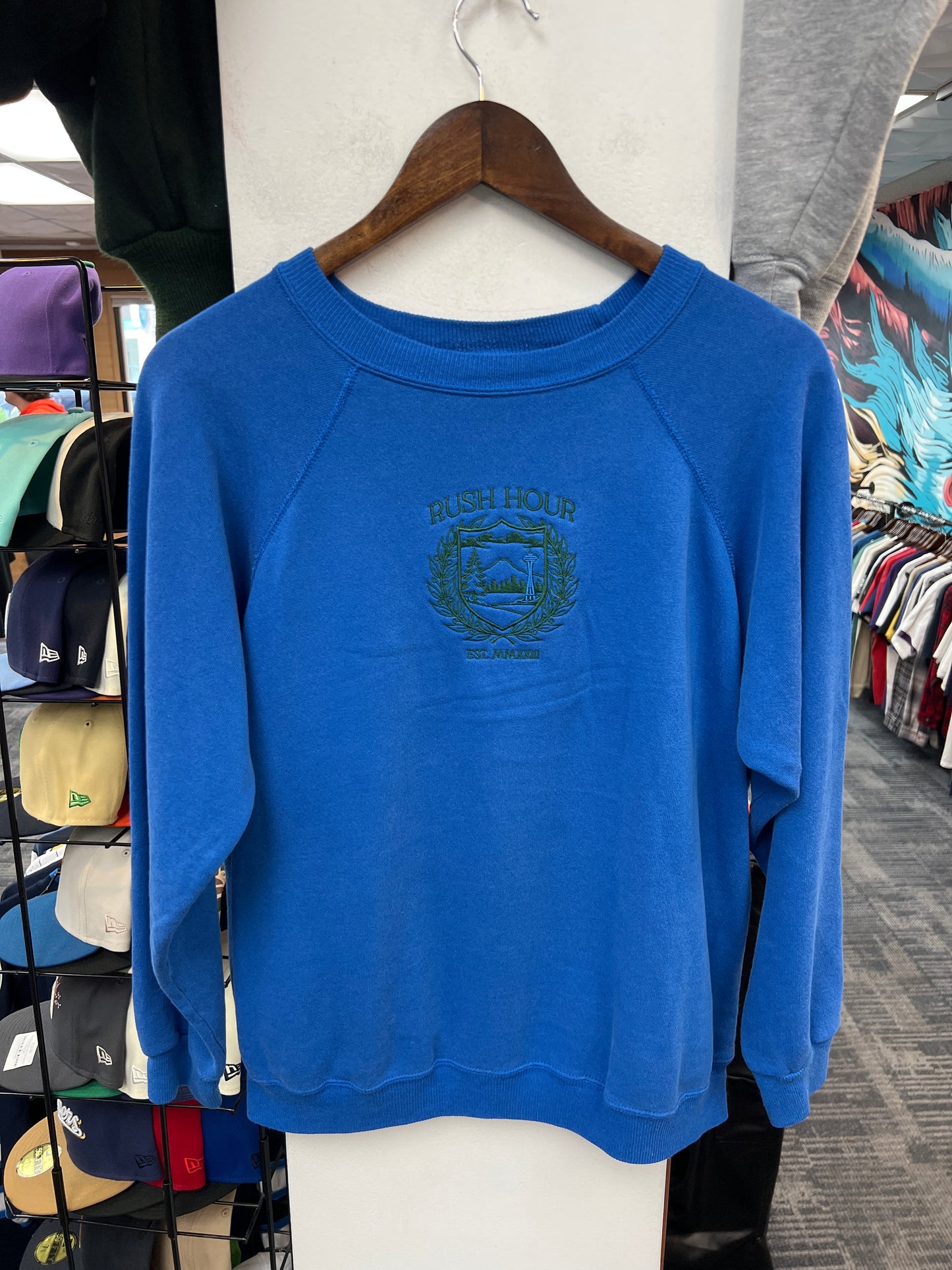 Rush Crest Blue/Green “Seahawks” Crewneck