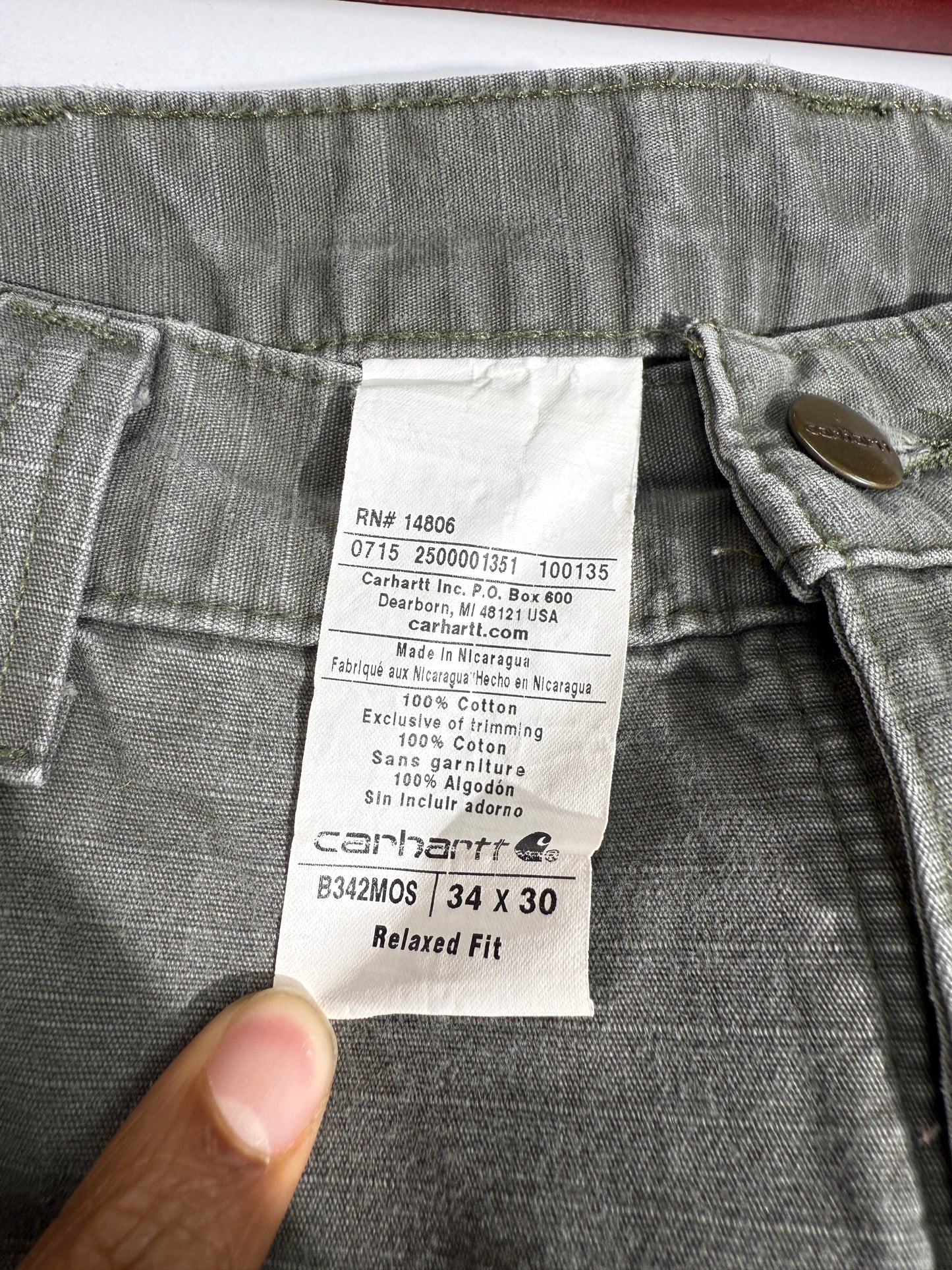 Carhartt Moss Green Ripstop Cargo Work Pants
