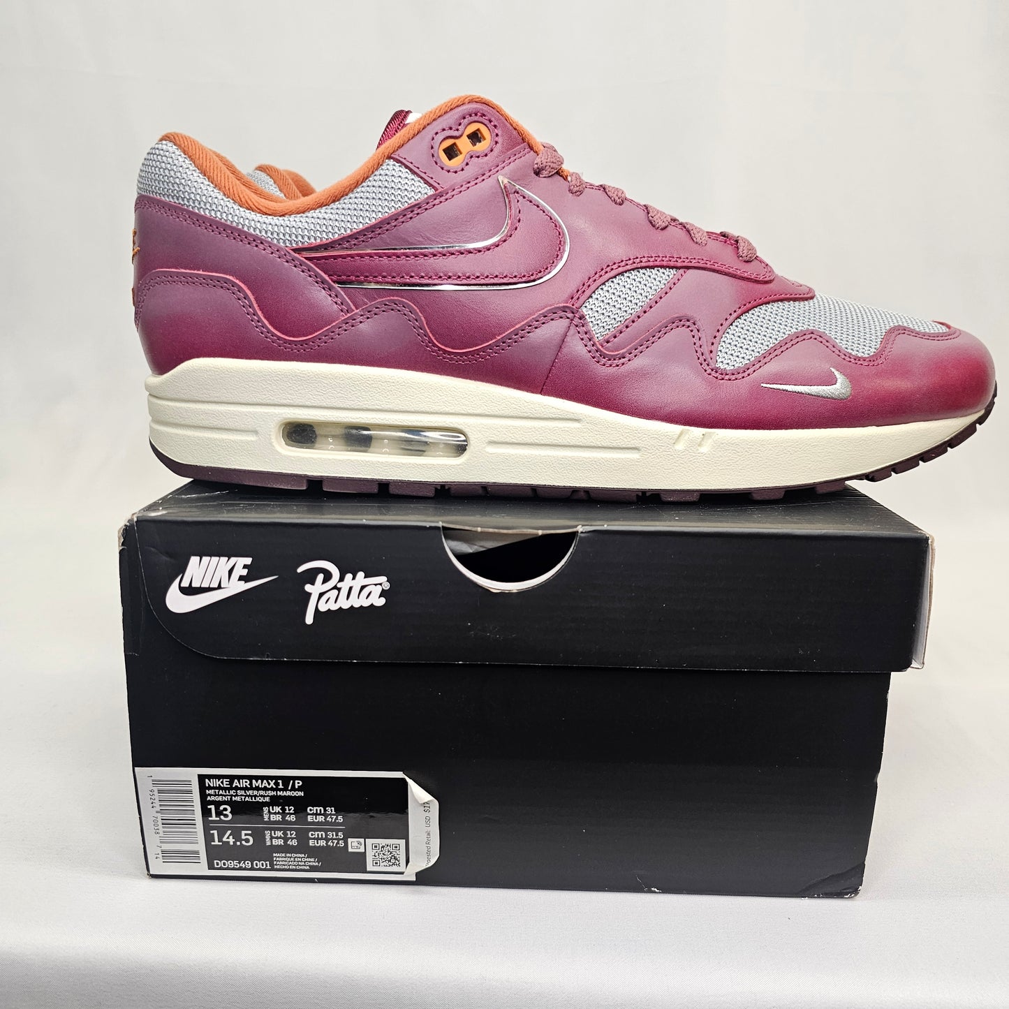 New Patta Air Max 1 Maroon