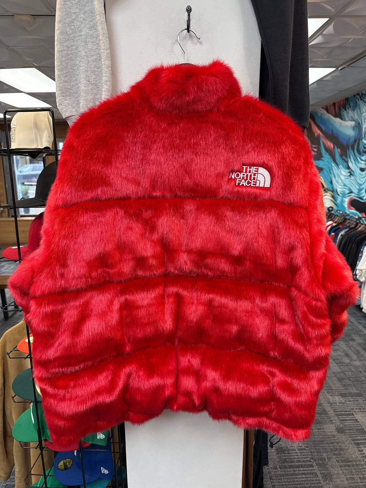 Supreme x The North Face Faux Fur Red Nuptse Jacket