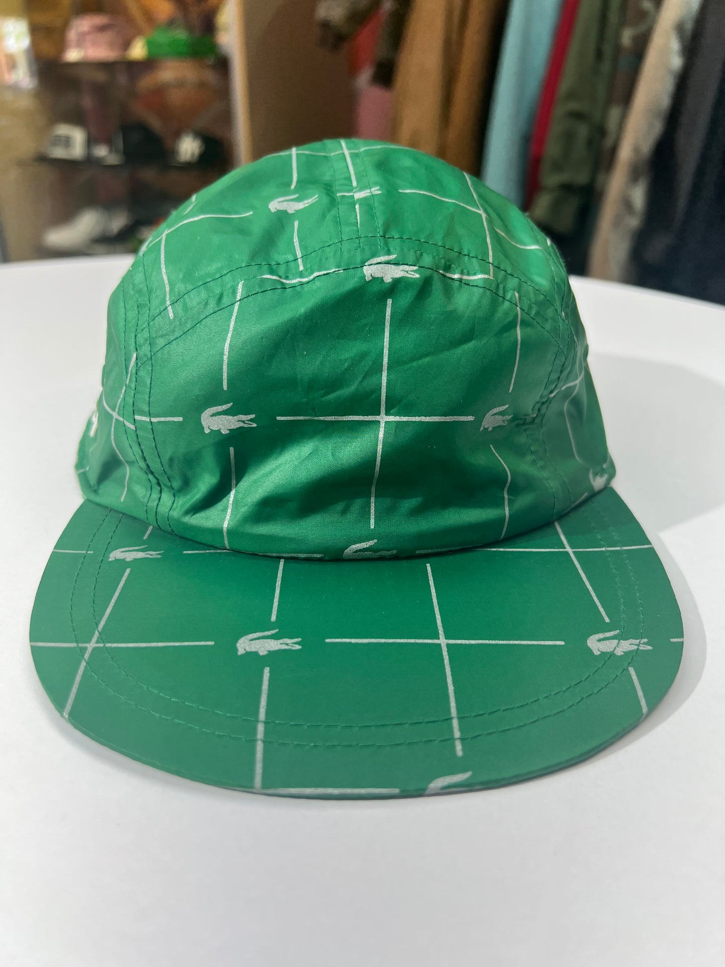 Supreme x Lacoste Reflective Grid Nylon Cap Green