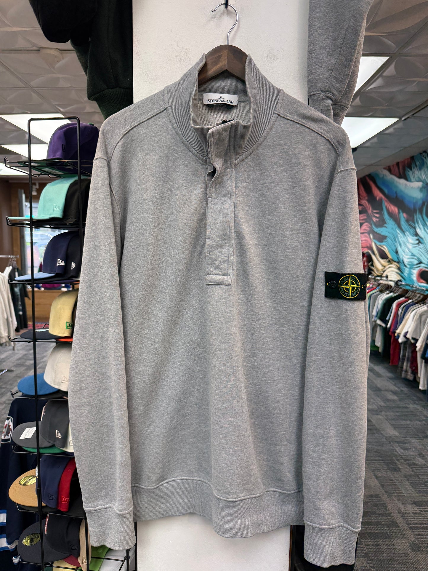 Stone Island Garment Dyed Grey Half Zip
