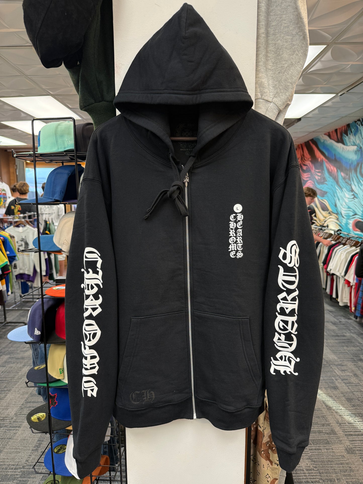 New Chrome Hearts Vertical Logo Thermal Lined Hoodie