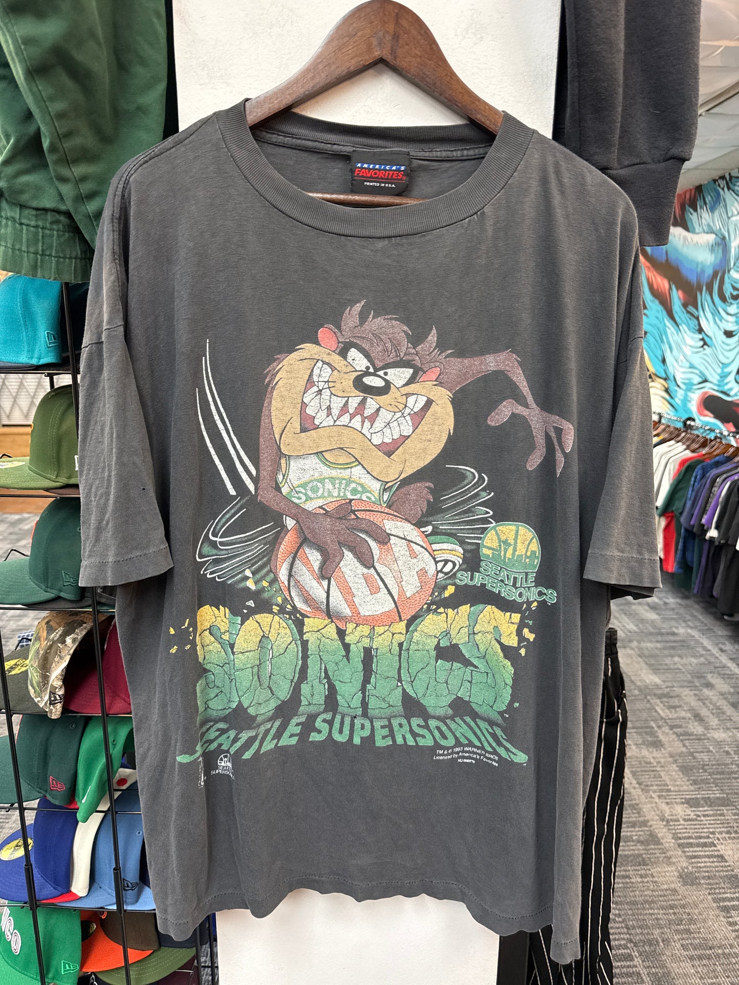Vintage 1993 Seattle Supersonics Taz Tee
