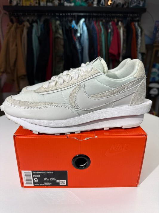 Preowned Nike Sacai LD Waffle White Nylon