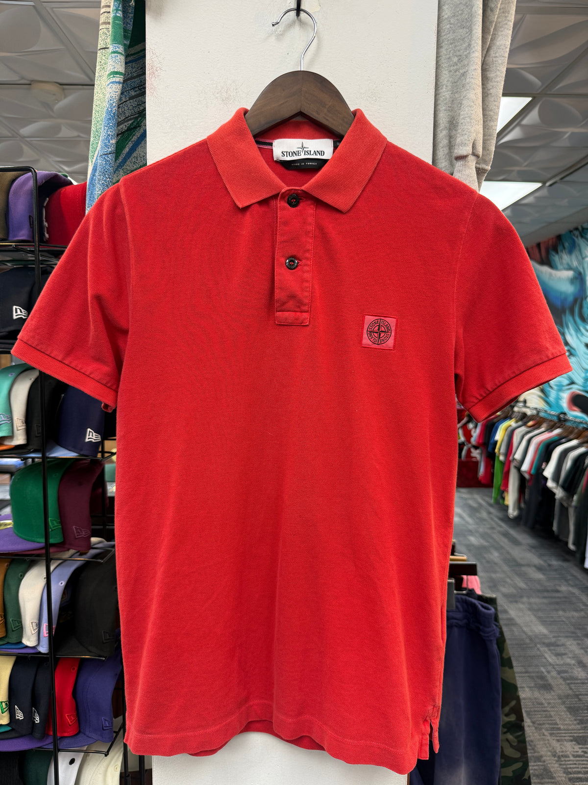 Stone Island Red Pique Polo Shirt
