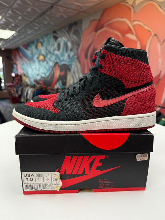 Preowned Bred Flyknit Jordan 1
