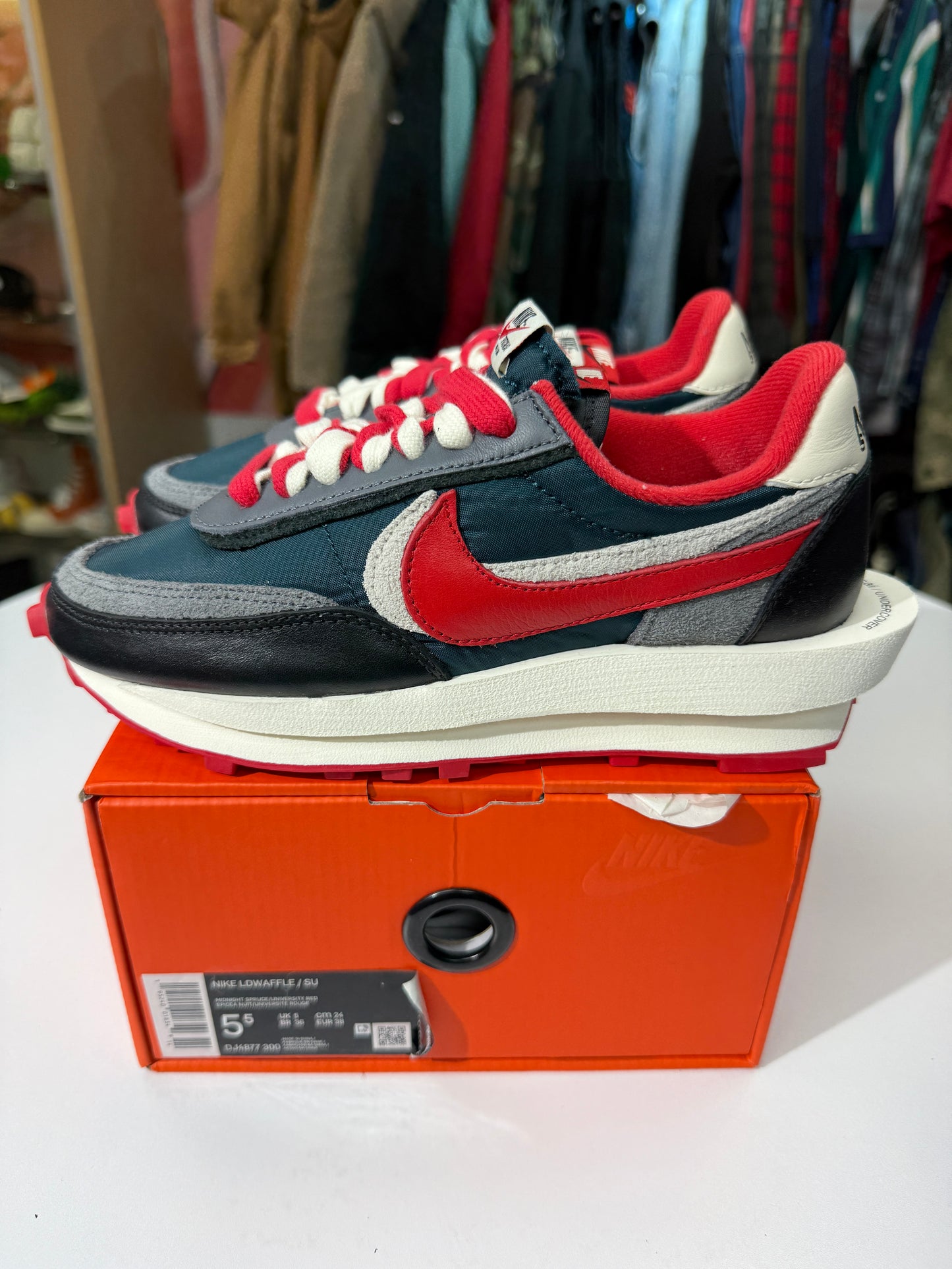 New Midnight Spruce Sacai Nike LD Waffle