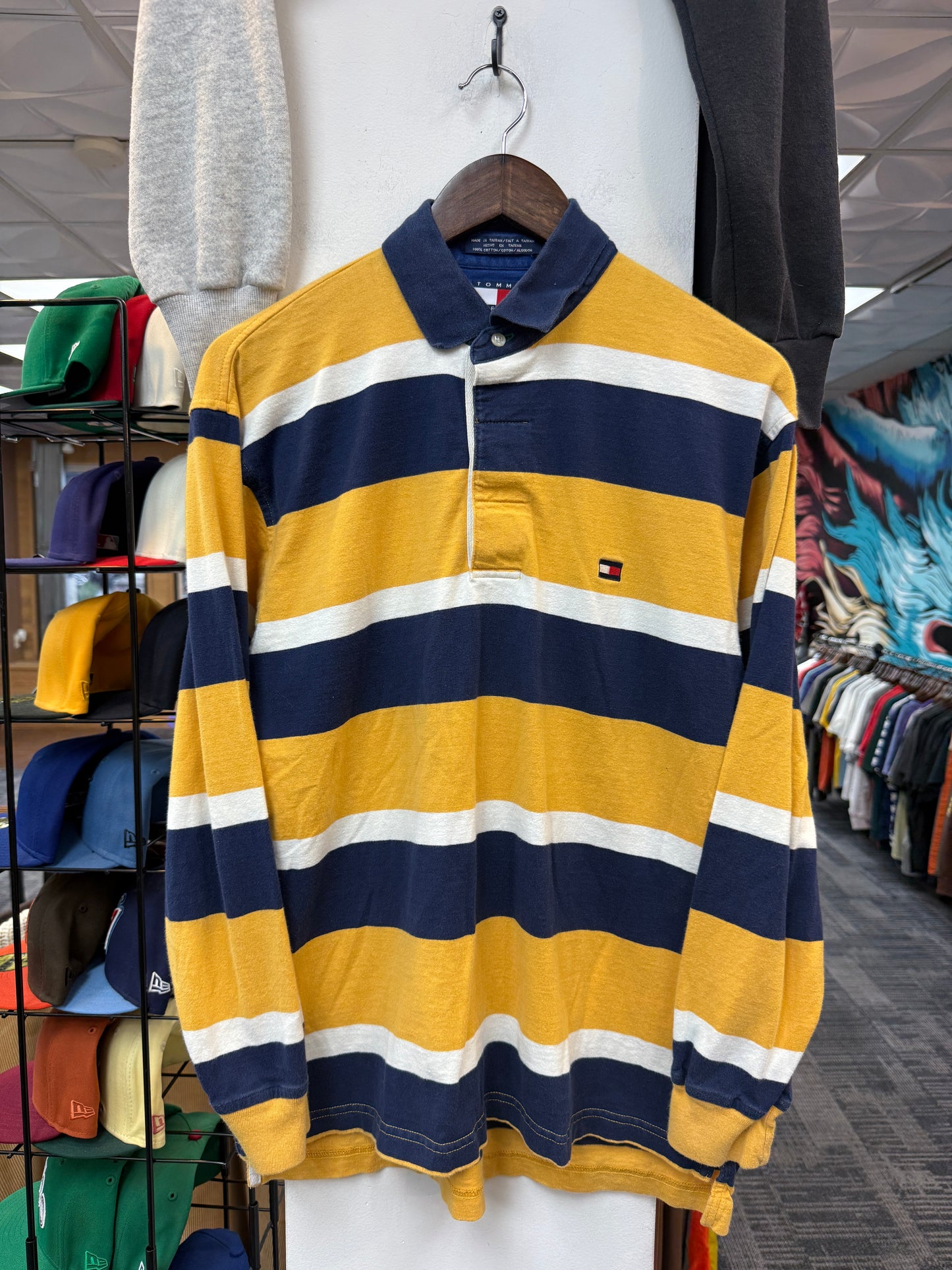 Tommy Hilfiger Yellow Blue Stripe L/S Polo