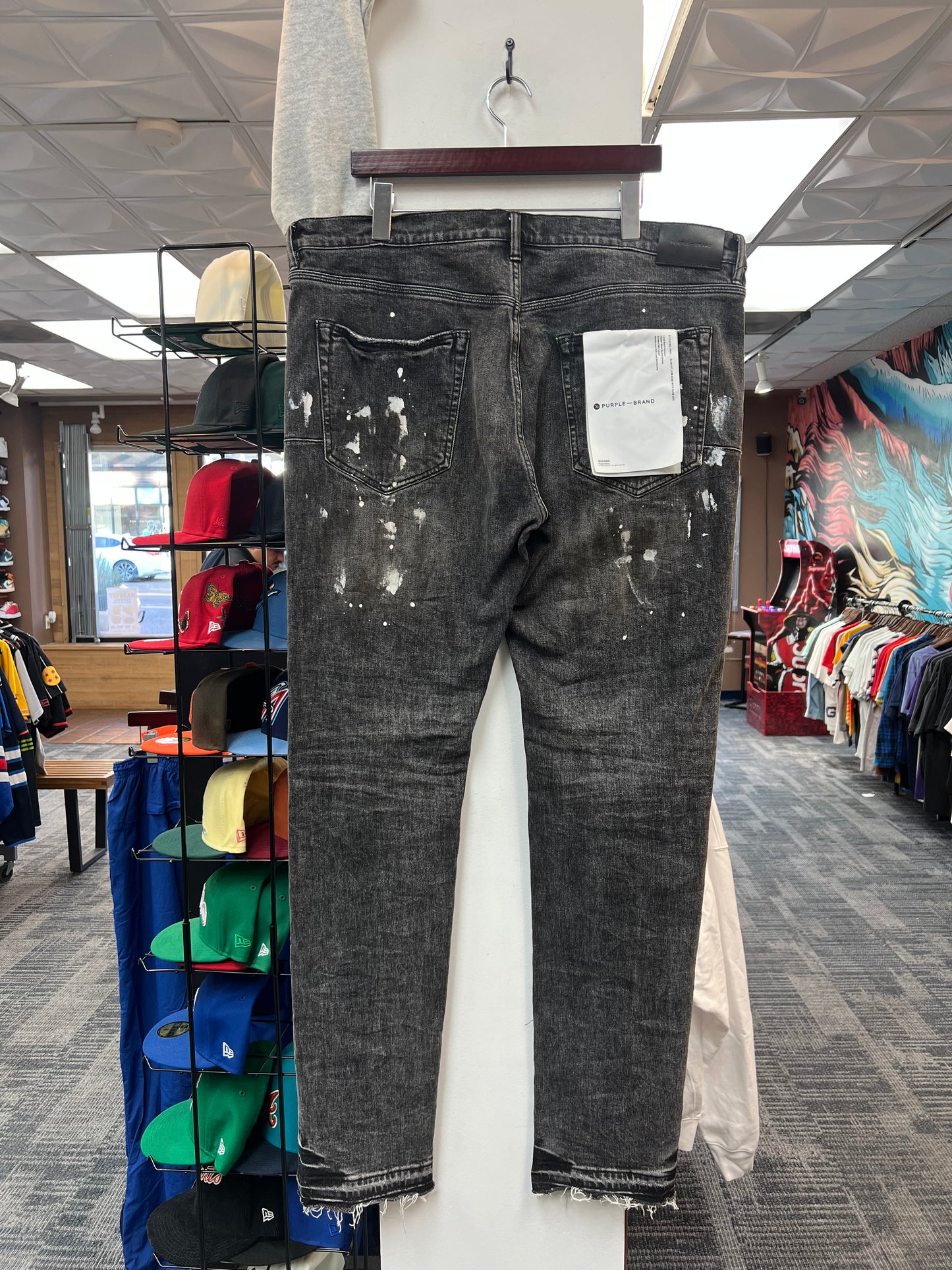 Purple Paint Splatter Black Denim