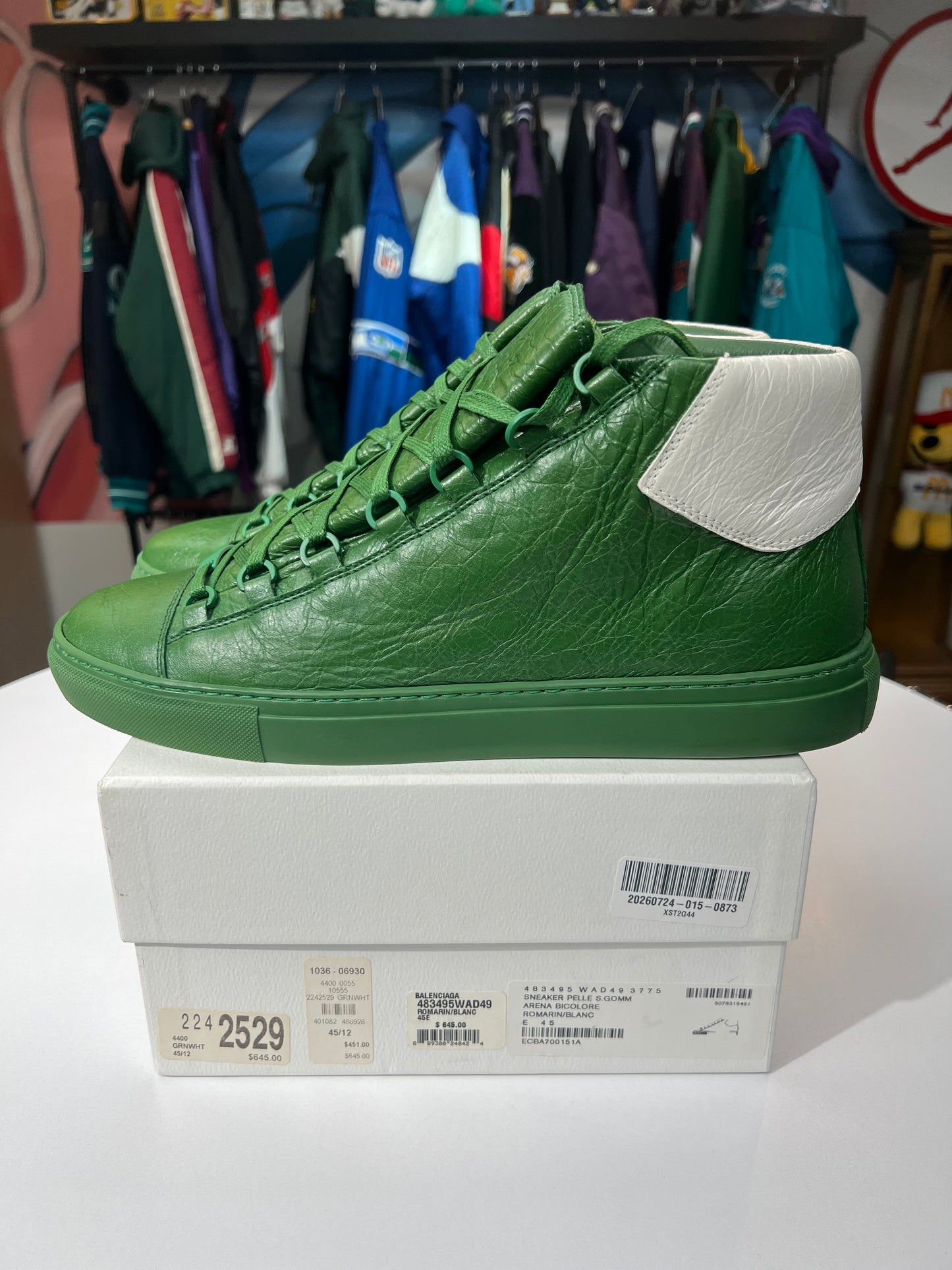 Preowned Balenciaga Arena Green Leather Sneakers
