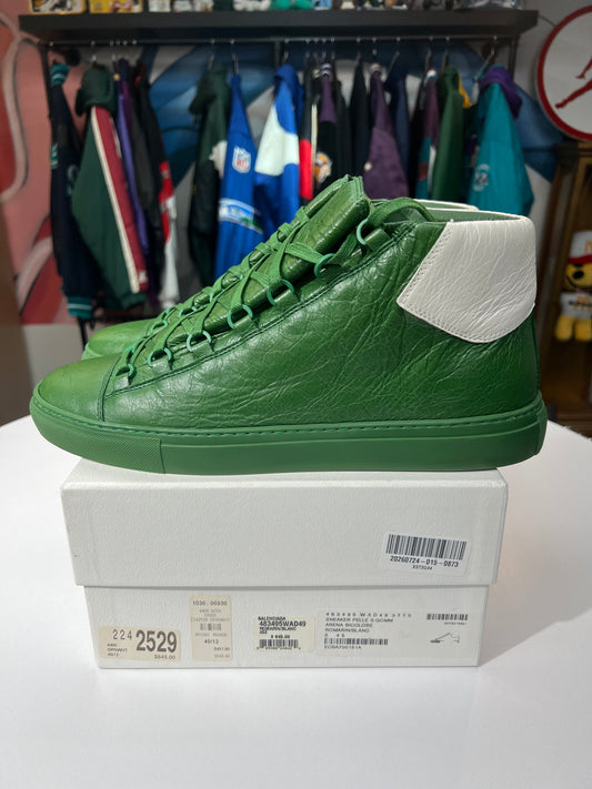 Preowned Balenciaga Arena Green Leather Sneakers