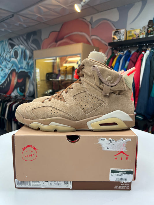 Preowned British Khaki Travis Scott Jordan 6