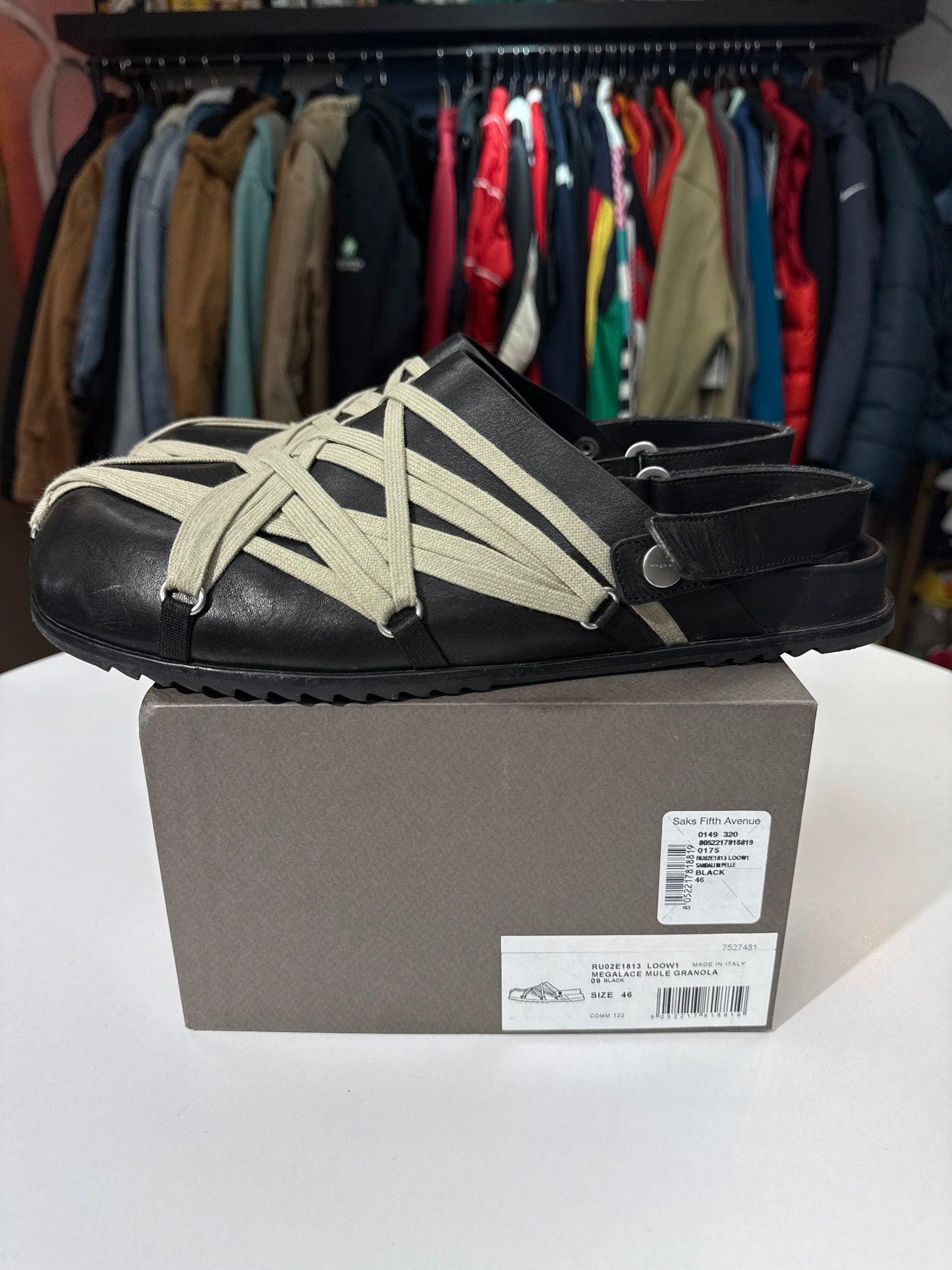 Preowned Rick Owens Megalace Granola Mule