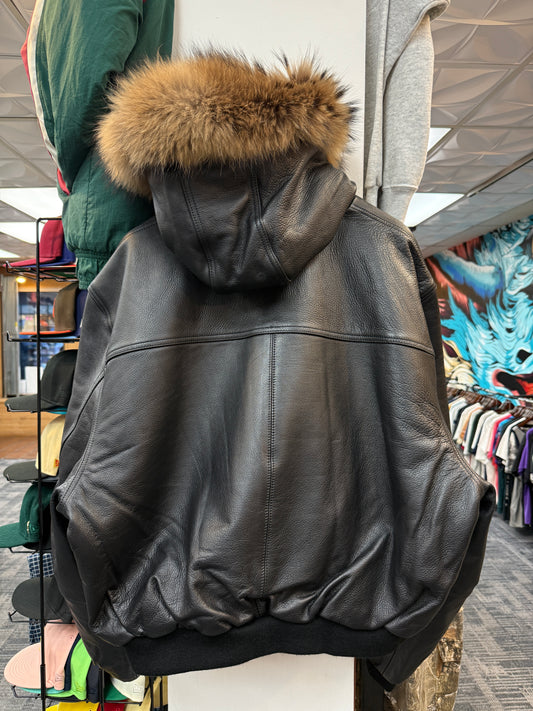 New GV Raspberry Hills Berry Fur Leather Jacket