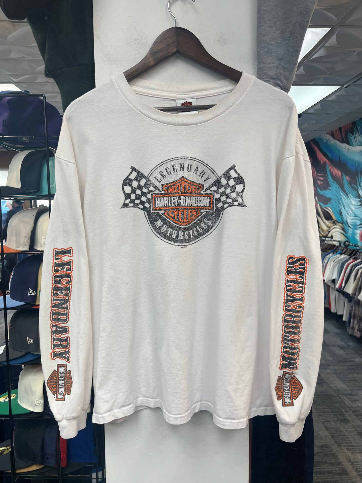 Harley Davidson White and Orange Chandler Longsleeve Shirt