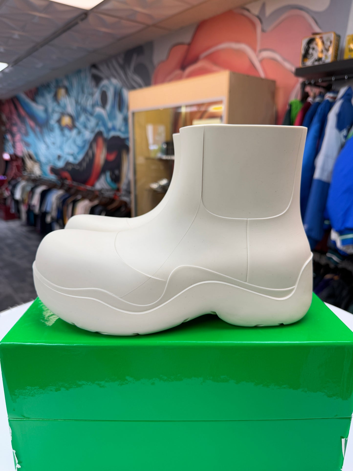 Preowned Bottega Puddle Boots Cream
