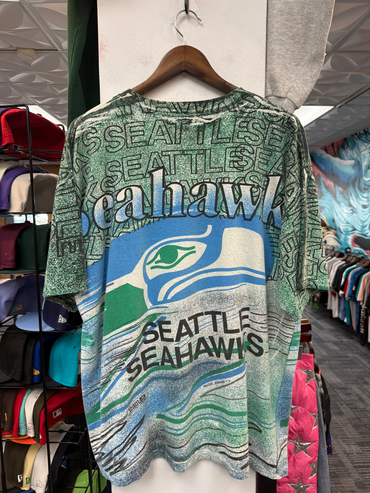 Vintage Seahawks AOP Magic Johnson T’s