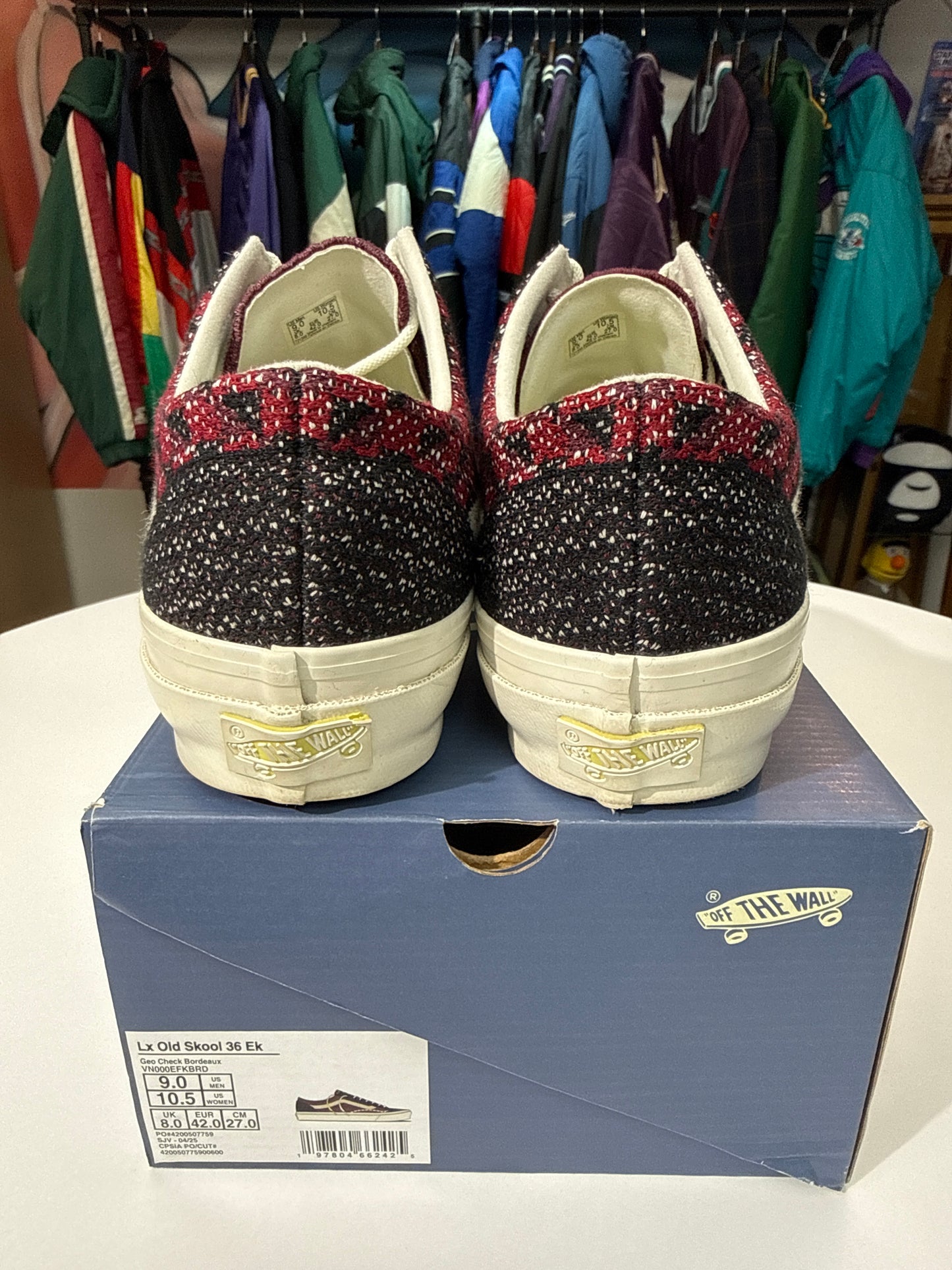 Preowned Vans Premium LX Old Skool 36 Knit Geo Check Red