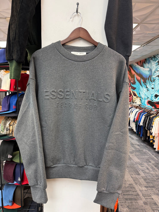 New Essentials Grey Embossed Crewneck