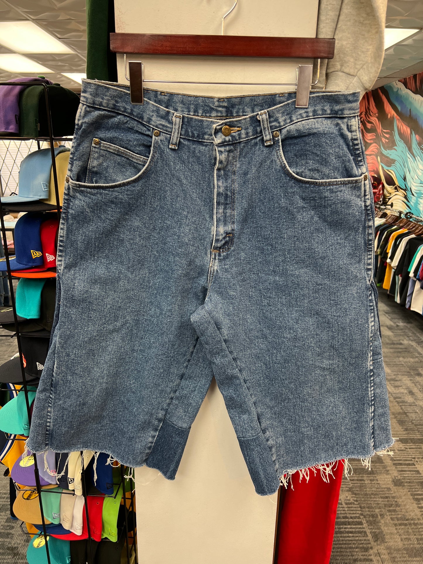 Custom Wrangler Flared Cut Denim Shorts