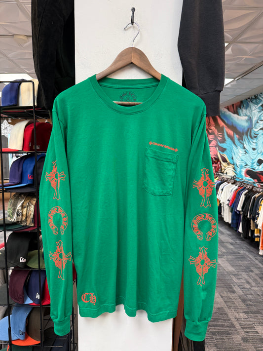 Chrome Hearts Green/Orange Horseshoe Logo Pocket L/S
